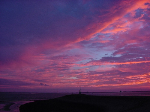 Zonsondergang op 26 september 2004, Westerscheldedijk.